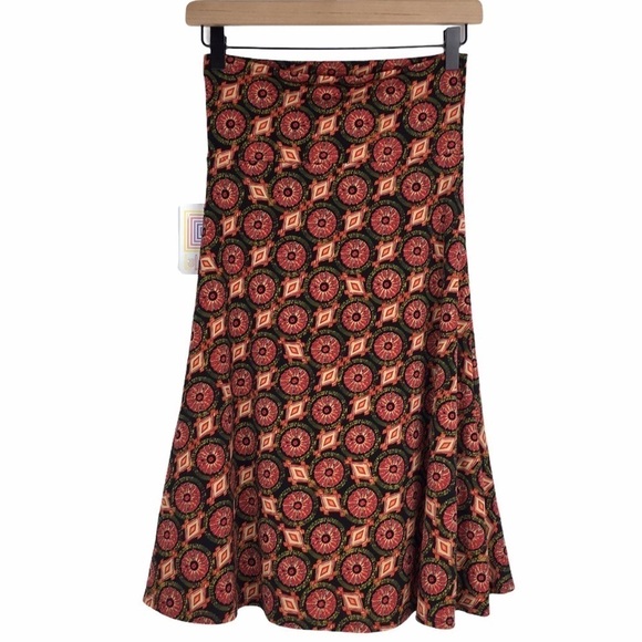 LULAROE Azure Skirt Knee Length Southwestern Windmill Flowy Stretchy Size XS NWT - Picture 5 of 13